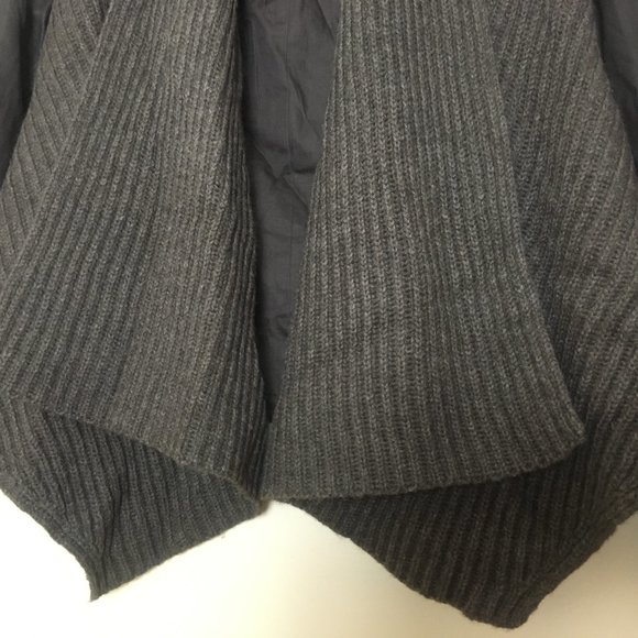 Vince Leather Wool Yak Ribbed Knit Open Jacket Size Small Old Money Quiet Luxury - Picture 6 of 9